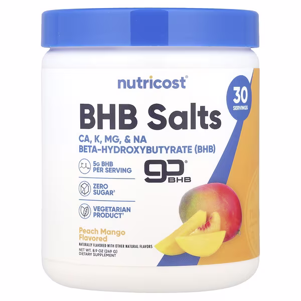 Nutricost, BHB Salts, goBHB®, Peach Mango, 8.9 oz (249 g)