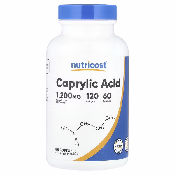 Nutricost, Caprylic Acid, 120 Softgels (600 mg per Softgel)