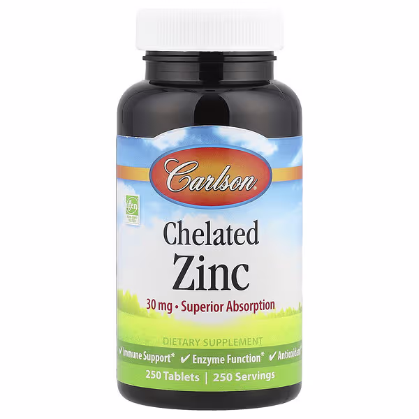 Carlson, Chelated Zinc, 30 mg, 250 Tablets