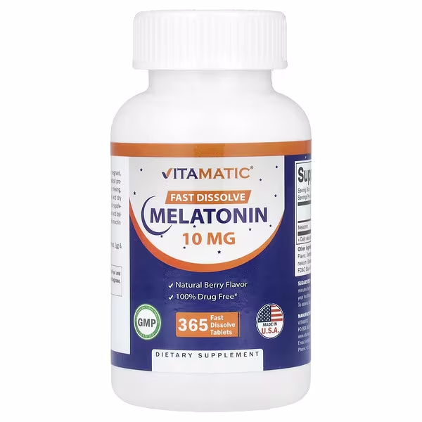 Vitamatic, Melatonin, Berry, 10 mg, 365 Fast Dissolve Tablets