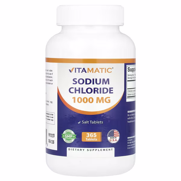 Vitamatic, Sodium Chloride, 1,000 mg, 365 Tablets