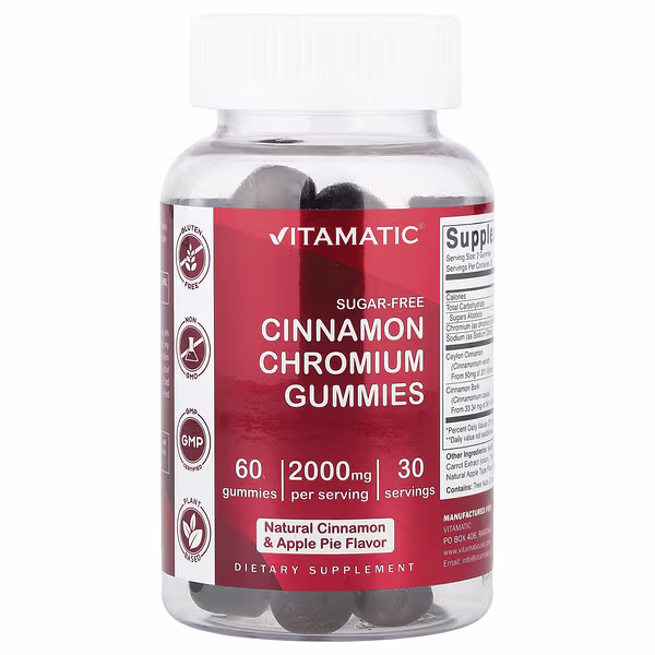 Vitamatic, Cinnamon Chromium Gummies, Natural Cinnamon & Apple Pie, 60 Gummies