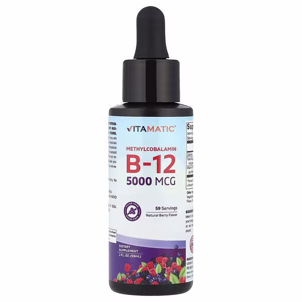 Vitamatic, Methylcobalamin B12, Natural Berry, 5,000 mcg, 2 fl oz (59 ml)