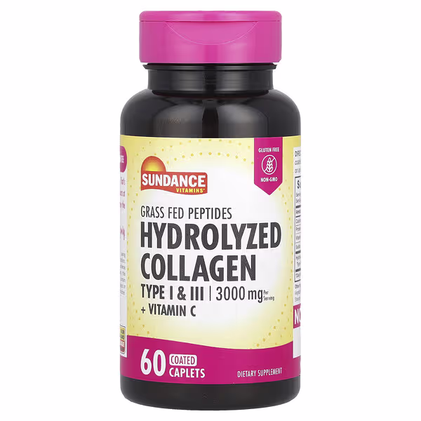 Sundance Vitamins, Hydrolyzed Collagen Type I & III + Vitamin C, 60 Coated Caplets
