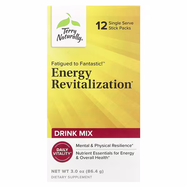 Terry Naturally, Fatigued to Fantastic!™ Energy Revitalization Drink Mix, 12 Stick Packs, 0.25 oz (7.2 g) Each