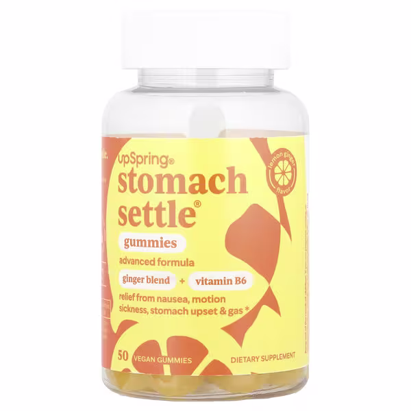 UpSpring, Stomach Settle® Gummies, Lemon Ginger, 50 Vegan Gummies