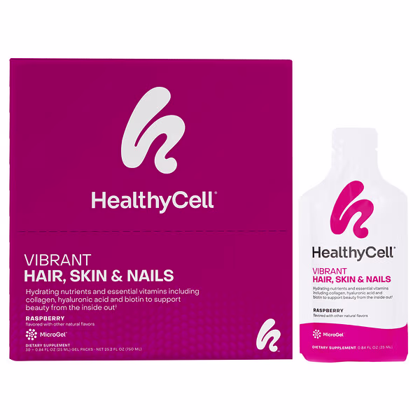 HealthyCell, Vibrant Hair, Skin & Nails, Raspberry, 30 Gel Packs, 0.84 fl oz (25 ml) Each
