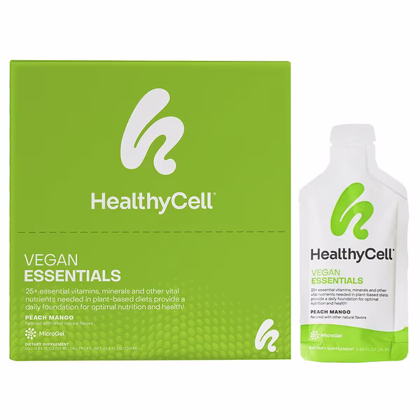 HealthyCell, Vegan Essentials, Peach Mango, 30 Gel Packs, 0.84 fl oz (25 ml) Each