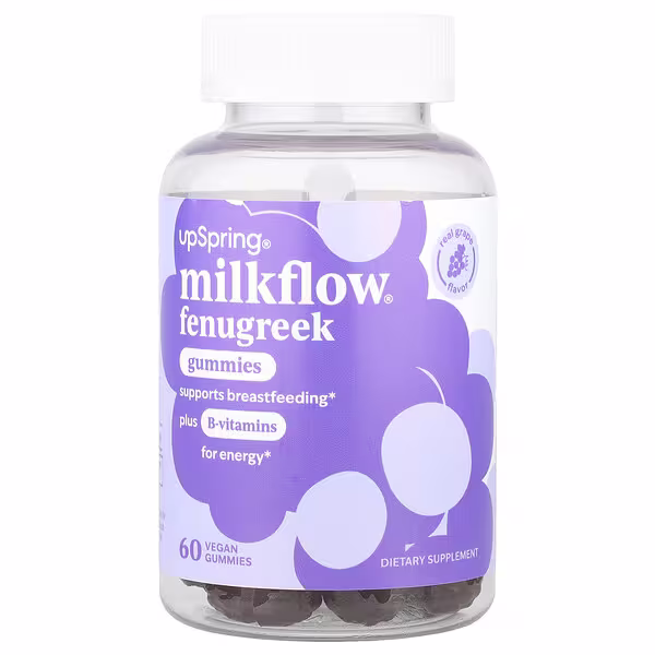 UpSpring, Milkflow® Fenugreek Gummies, Real Grape , 60 Vegan Gummies