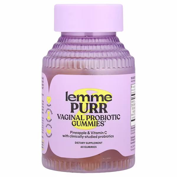 Lemme, Purr, Vaginal Probiotic Gummies, Pineapple, 60 Gummies