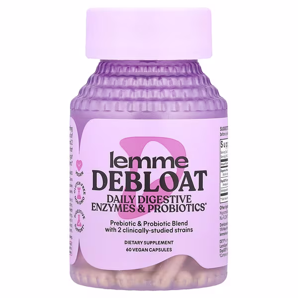 Lemme, Debloat, Daily Digestive Enzymes & Probiotics, 60 Vegan Capsules