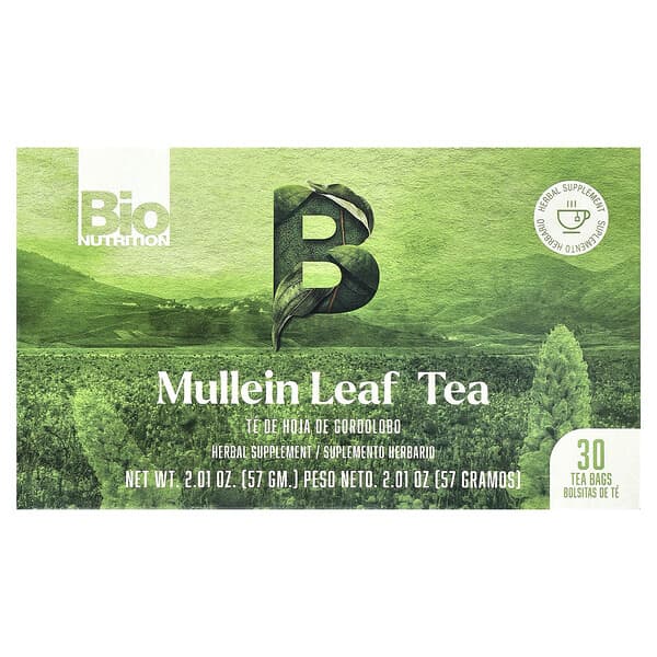 Bio Nutrition, Mullein Leaf Tea, Caffeine Free, 30 Tea Bags, 2.01 oz (57 g)