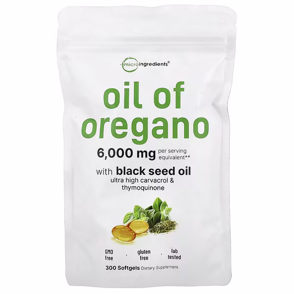 Oil of Oregano with Black Seed Oil, 300 Softgels | Micro Ingredients