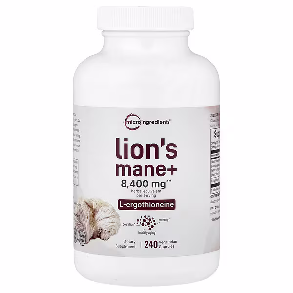 Micro Ingredients, Lion's Mane + L-Ergothioneine, 240 Vegetarian Capsules