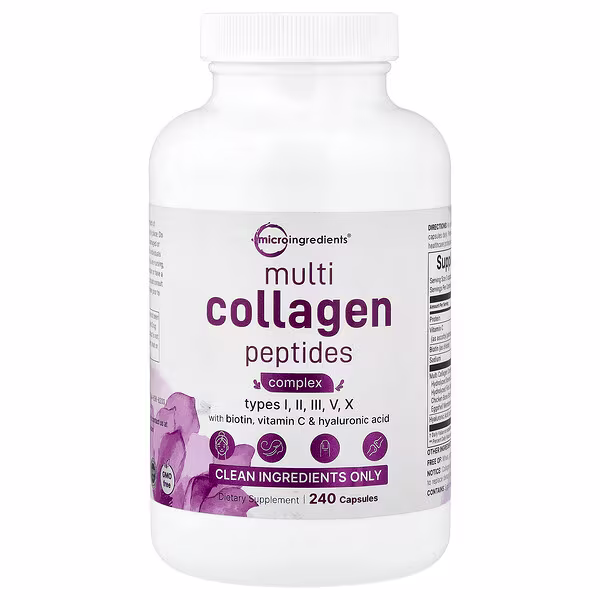 Micro Ingredients, Multi-Collagen Peptides Complex With Biotin, Vitamin C & Hyaluronic Acid, 240 capsules