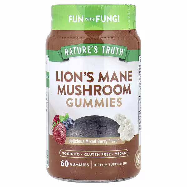 Nature's Truth, Lion's Mane Mushroom Gummies, Delicious Mixed Berry, 60 Gummies