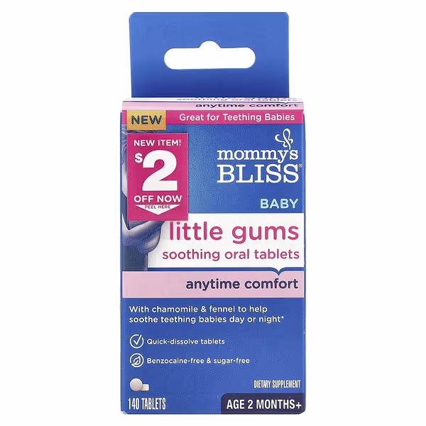 Mommy's Bliss, Baby Little Gums Soothing Oral Tablets, Age 2 Months+, 140 Tablets