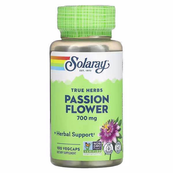 Solaray, True Herbs, Passion Flower, 100 VegCaps (350 mg per Capsule)