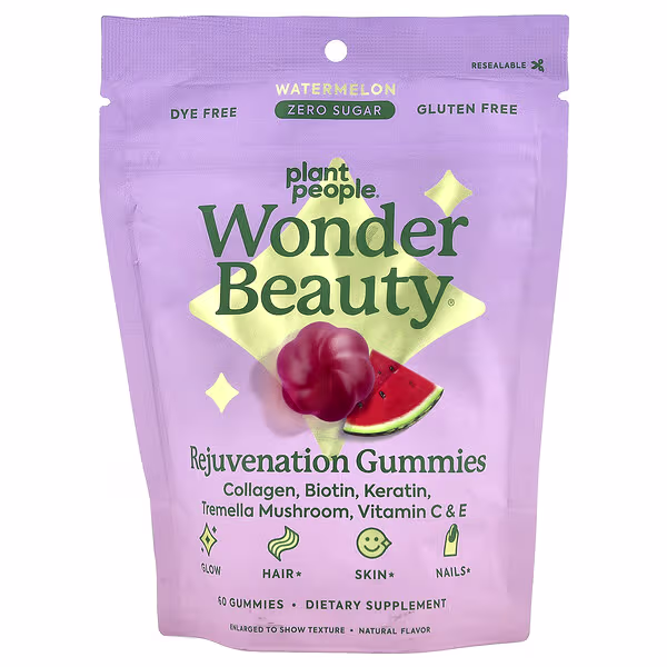 Plant People, Wonder Beauty®, Rejuvenation Gummies, Watermelon, 60 Gummies