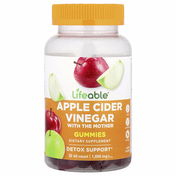 Lifeable, Apple Cider Vinegar Gummies, Apple , 60 Gummies