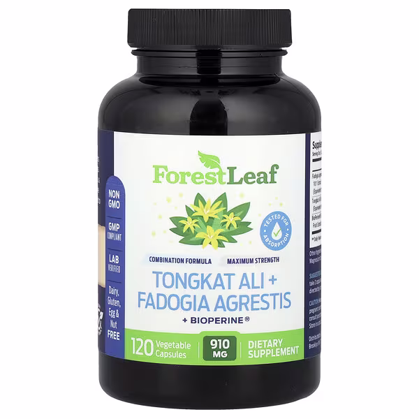 Forest Leaf, Tongkat Ali + Fadogia Agrestis + BioPerine®, 120 Vegetable Capsules