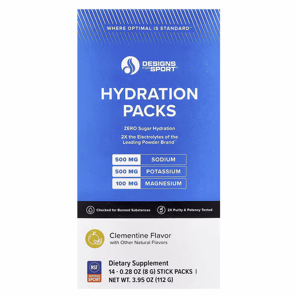 Designs For Health, Designs For Sport®, Hydration Packs, Clementine, 14 Stick Packs, 0.28 oz (8 g) Each