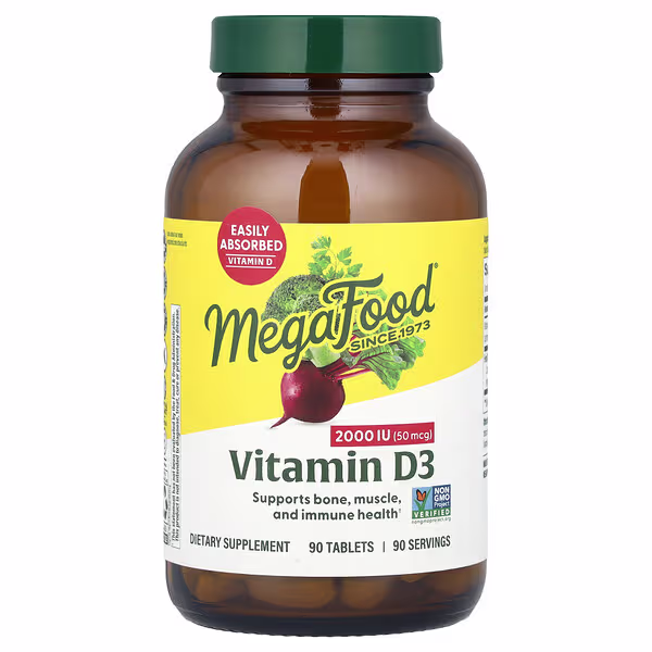 MegaFood, Vitamin D3, 50 mcg (2,000 IU), 90 Tablets