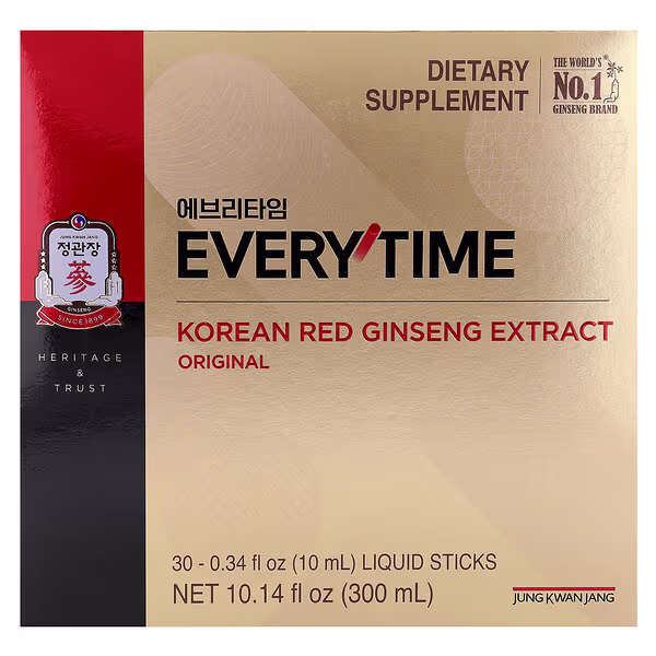 JungKwanJang, Korean Red Ginseng Extract, Everytime, Original, 30 Liquid Sticks, 0.34 fl oz (10 ml) Each