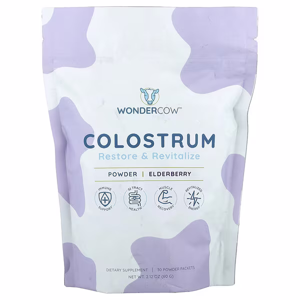 Wondercow, Colostrum Powder, Elderberry, 30 Packets, 0.08 oz (2.4 g) Each