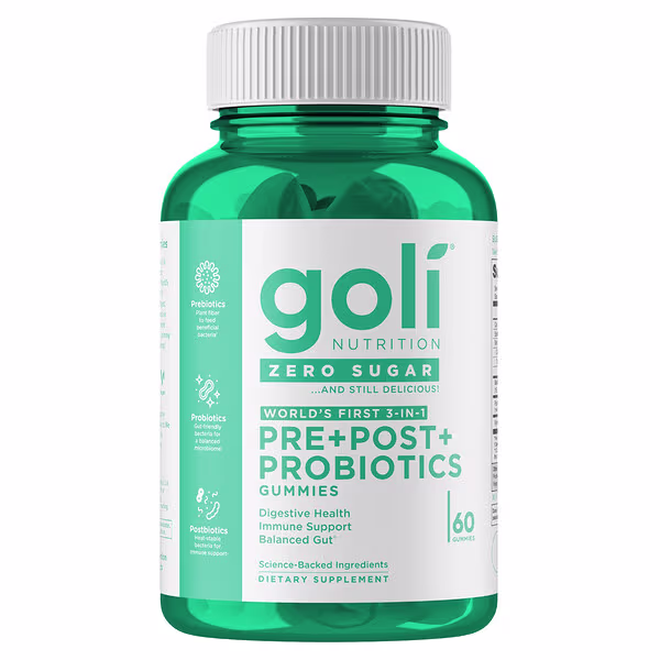 Goli Nutrition, Pre+Post+Probiotics Gummies, Zero Sugar, 60 Gummies