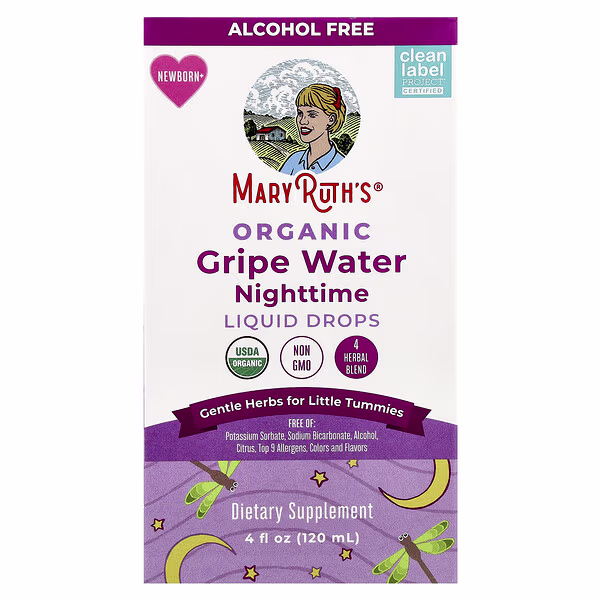 MaryRuth's, Organic Gripe Water Nighttime Liquid Drops, Newborn+, 4 fl oz (120 ml)