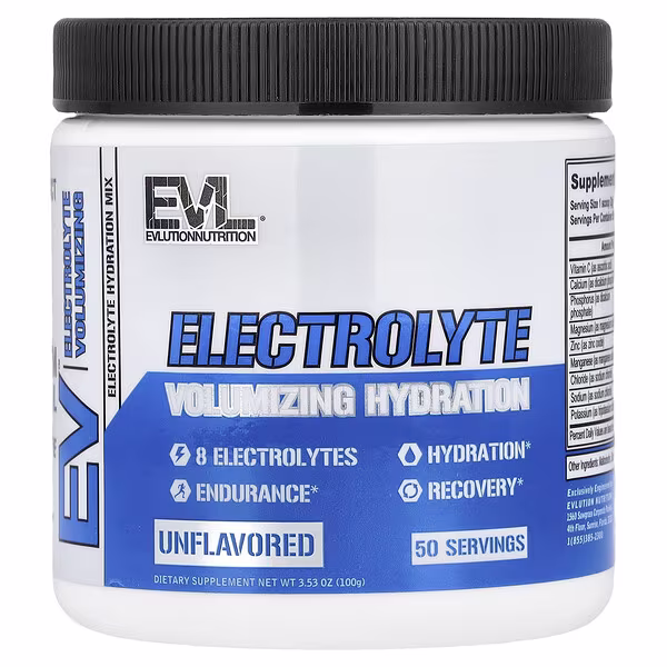 EVLution Nutrition, Electrolyte Volumizing Hydration, Unflavored, 3.53 oz (100 g)