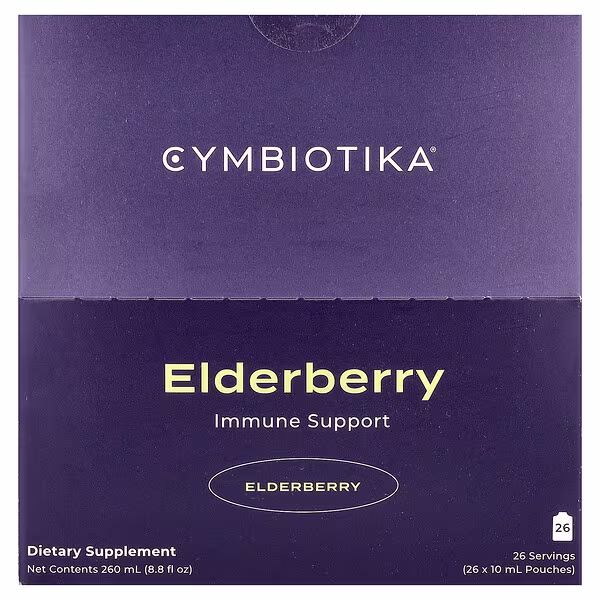 Cymbiotika, Elderberry Immune Support, 26 Pouches, 0.3 fl oz (10 ml) Each