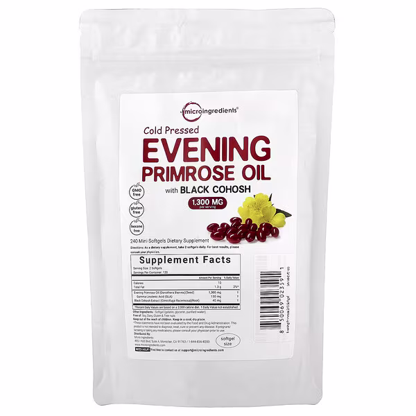 Micro Ingredients, Cold Pressed Evening Primrose Oil with Black Cohosh, 240 Mini-Softgels