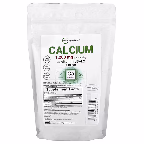 Micro Ingredients, Calcium with Vitamin D3 + K2 & Boron, 300 Tablets
