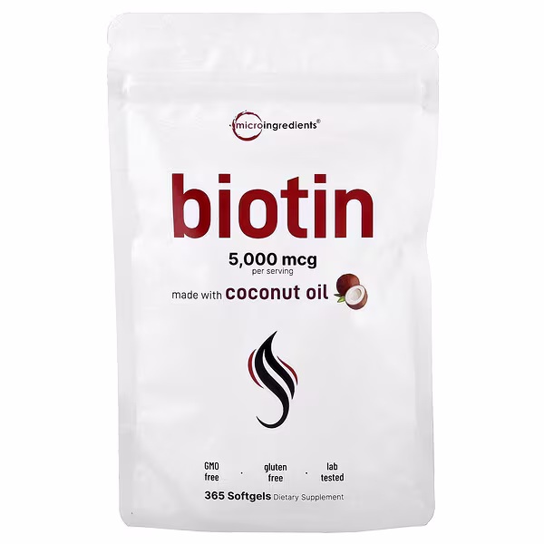 Micro Ingredients, Biotin, 5,000 mcg, 365 Softgels