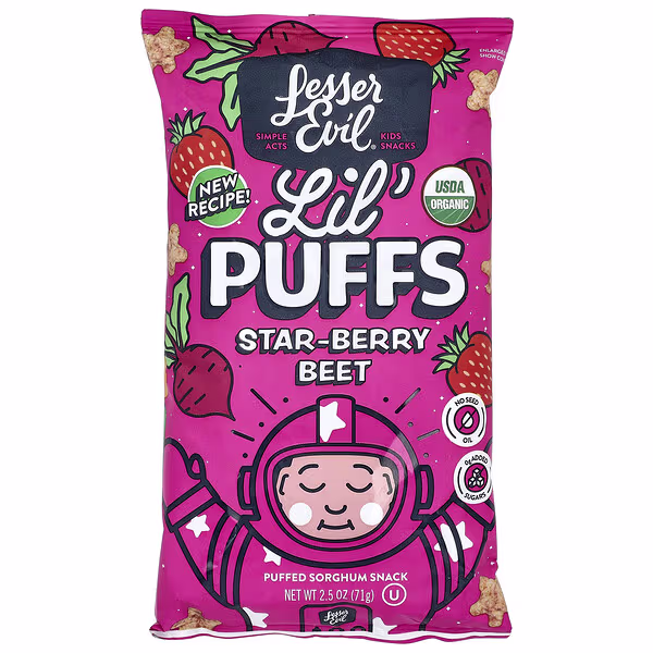 LesserEvil, Lil' Puffs, Star-Berry Beet, 2.5 oz (71 g)