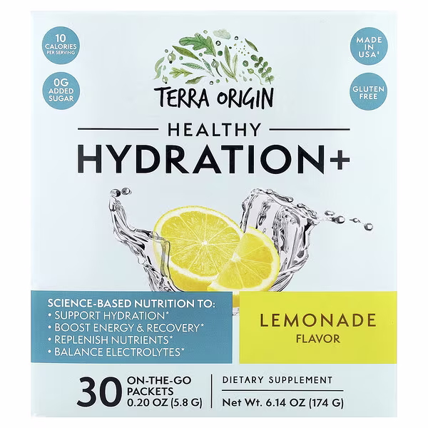 Terra Origin, Healthy Hydration+, Lemonade, 30 On The Go Packets, 0.20 oz (5.8 g) Each