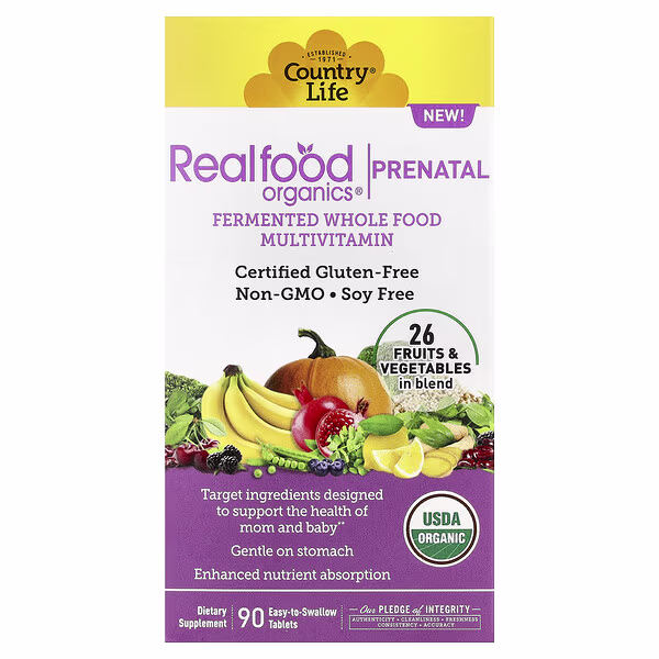 Country Life, Realfood Organics®, Prenatal, 90 Easy-to-Swallow Tablets