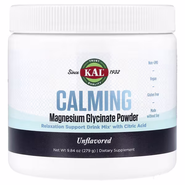 KAL, Calming Magnesium Glycinate Powder, Unflavored, 9.84 oz (279 g)