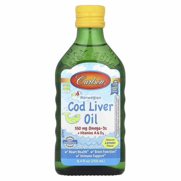 Carlson, Kid's, Norwegian Cod Liver Oil, Natural Lemon, 8.4 fl oz (250 ml)