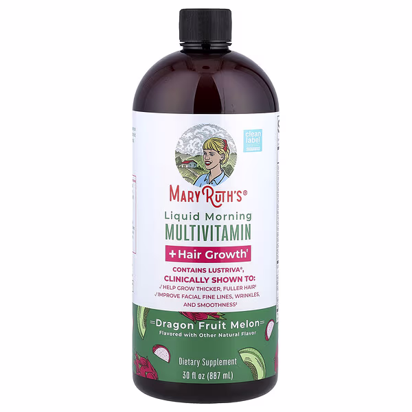 MaryRuth's, Liquid Morning Multivitamin + Hair Growth, Dragon Fruit Melon, 30 fl oz (887 ml)