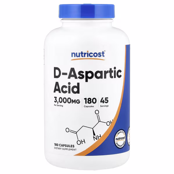Nutricost, D-Aspartic Acid , 180 Capsules (750 mg per Capsule)