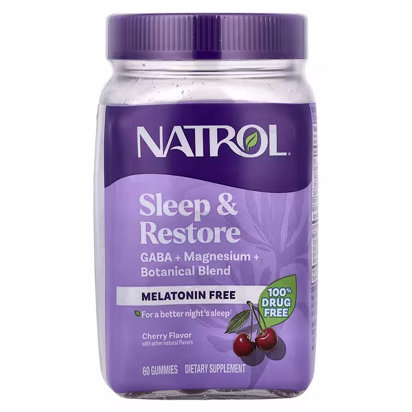Natrol, Sleep & Restore Gummies, Melatonin Free, Cherry, 60 Gummies