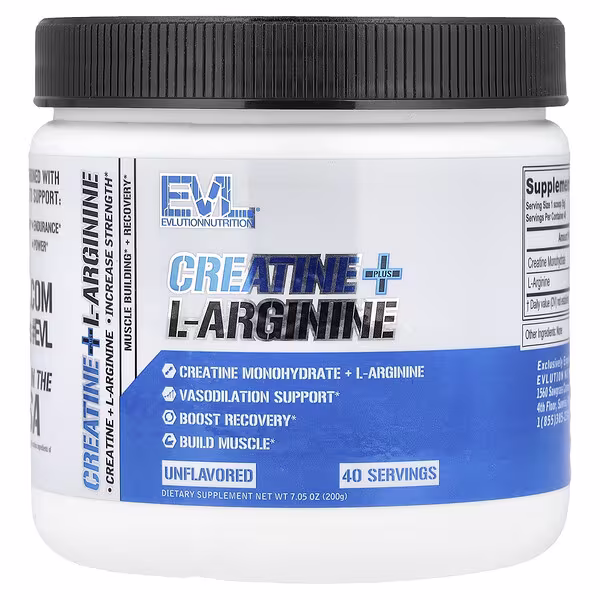 EVLution Nutrition, Creatine + L-Arginine, Unflavored, 7.05 oz (200 g)
