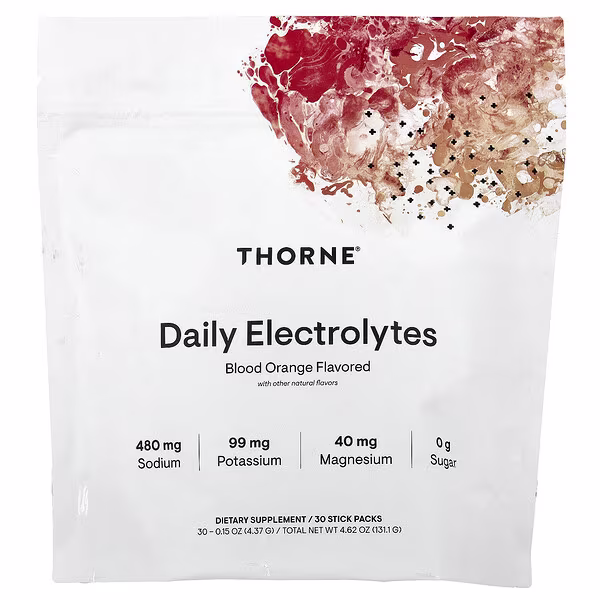Thorne, Daily Electrolytes, Blood Orange, 30 Stick Packs, 0.15 oz (4.37 g) Each