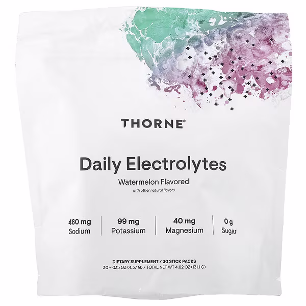 Thorne, Daily Electrolytes, Watermelon, 30 Stick Packs, 0.15 oz (4.37 g) Each