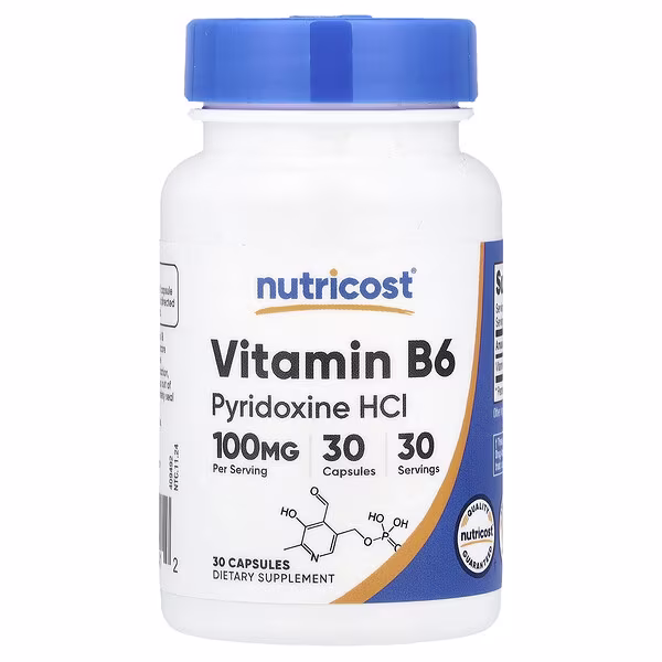 Nutricost, Vitamin B6, 100 mg, 30 Capsules