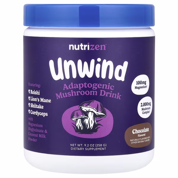 Nutricost, NutriZen™, Unwind, Adaptogenic Mushroom Drink, Chocolate, 9.2 oz (258 g)