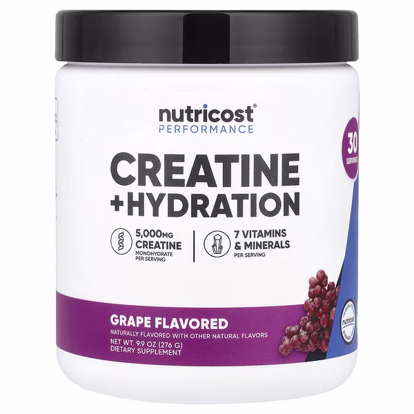 Nutricost, Performance, Creatine + Hydration, Grape, 9.9 oz (276 g)